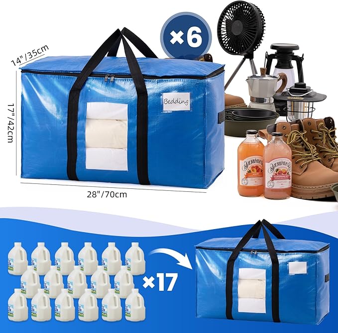TAILI 6 Pack Blue Extra Large Moving Bags, Storage Bags - Image 6