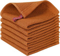 Homaxy 100% Cotton Waffle Weave Kitchen Dish Cloths 6-Pack, Burnt Orange | 12 x by Homaxy