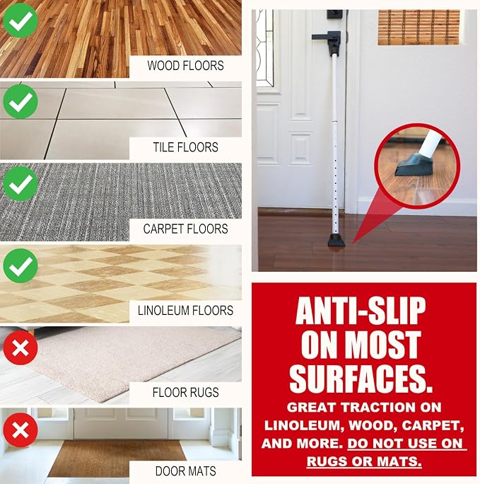 SECURITYMAN 3-in-1 Door Security Bar, Security Door Stoppers & Door Barricade – - Image 6