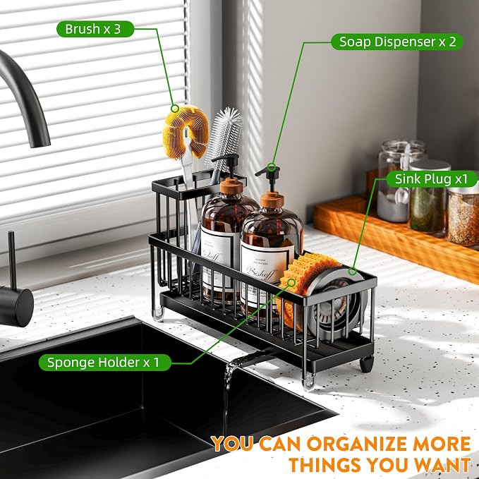 Cisily Sponge Holder for Kitchen Sink, Sink Caddy Organizer - Image 6