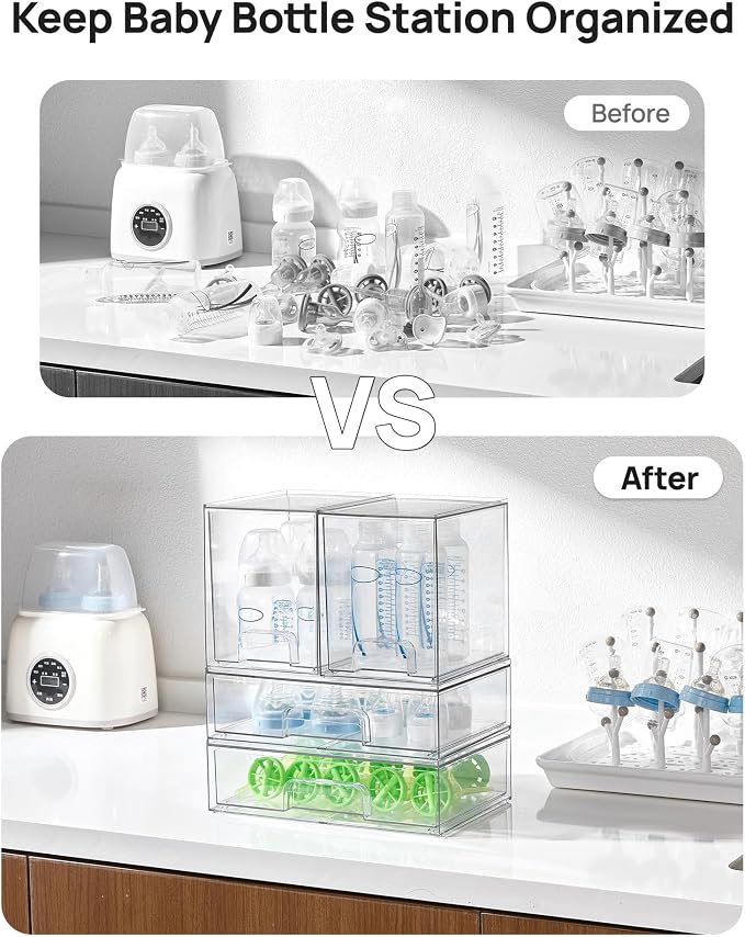 Vtopmart Clear Stackable Storage Drawers Set of 8, Plastic Organizer Bins | - Image 4