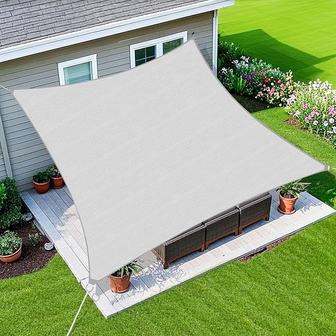 Amagenix Sun Shade Sail 7X11 Curved Edge Outdoor Shade Canopy Light Grey Breathable 95% UV Block Shade Cloth for Patio Garden Backyard (We Make Custom Size)