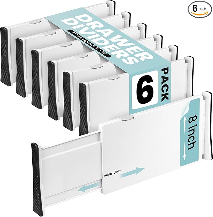 RAPTUROUS Adjustable Drawer Dividers, Expandable 13.35-22", Non-Slip by Rapturous