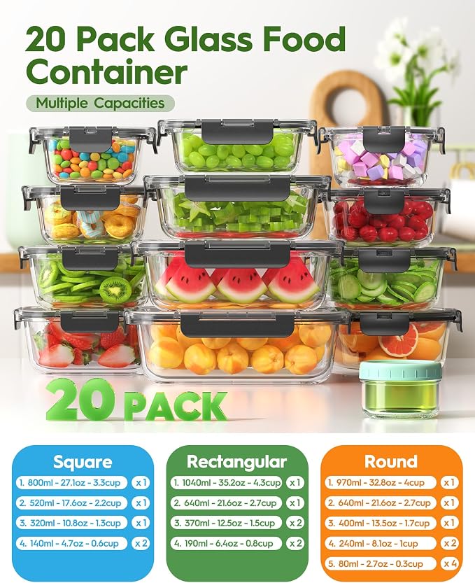 Canfanni 40 Piece Glass Food Storage Containers - Image 2