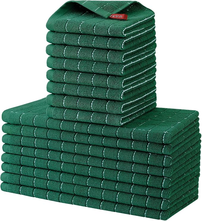 Homaxy Kitchen Towels and Dishcloths Set, Dark Green by Homaxy
