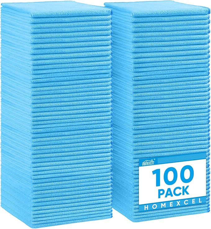 HOMEXCEL 100PK Microfiber Cleaning Cloth, Cleaning Rag by HOMEXCEL