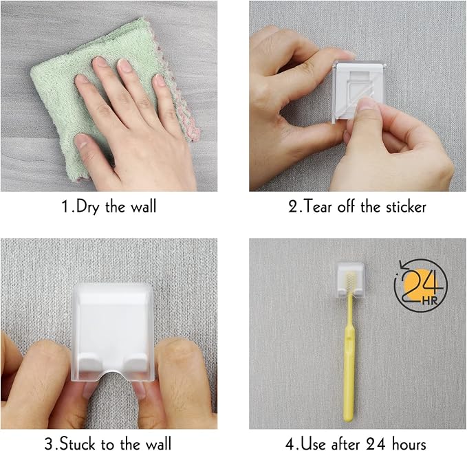 4 PCS Toothbrush Holder Wall Mounted - Image 3
