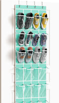 Simple Houseware 24 Pockets Clear Over the Door Shoe Organizer, Turquoise | 64" by SimpleHouseware