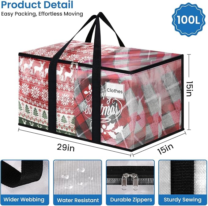 RoomHacks Moving Bags, Heavy Duty Large Storage Bags, 4 Pack, Foldable Storage - Image 2