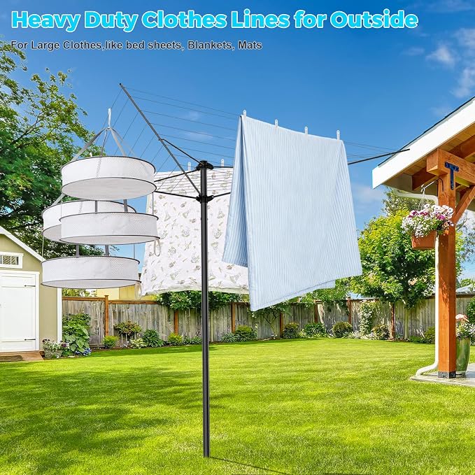 BAKON Heavy Duty Clothesline Outdoor, 30M Anti-Sag Drying Line Rustproof Wind - Image 5