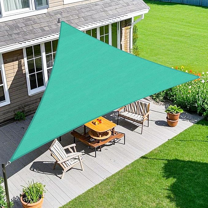 Amagenix Sun Shade Sail 15'X15'X15' Curved Edge Outdoor Shade Canopy Turquoise Breathable 95% UV Block Shade Cloth for Patio Garden Backyard (We Make Custom Size)