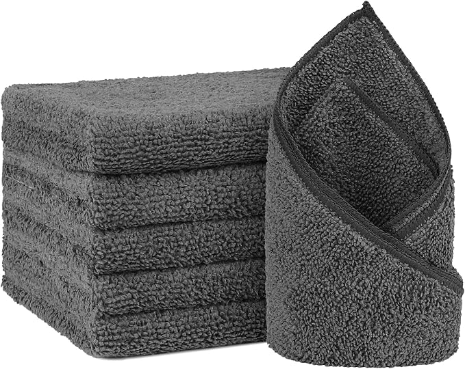 Orighty 6-Pack Grey Hand Towels, 16x28 inch Microfiber Gym Towels | Quick by AllRightinOrighty