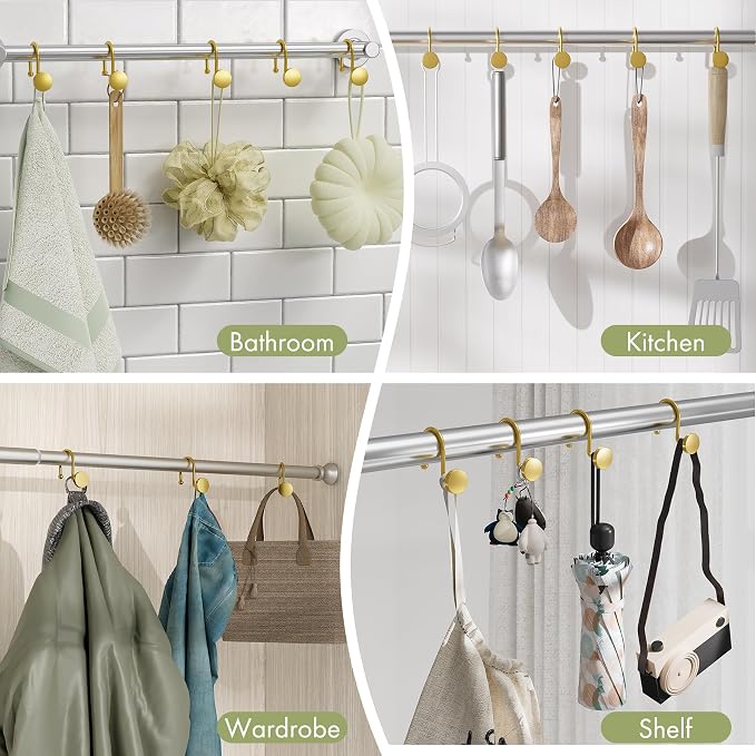 AmazerBath Gold Shower Curtain Hooks, Shower Curtain Rings Modern Decorative - Image 7
