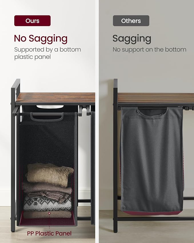 VASAGLE Laundry Hamper with Shelf, 2 Pull-Out Bags, 2 x 12.1 Gallons - Image 5