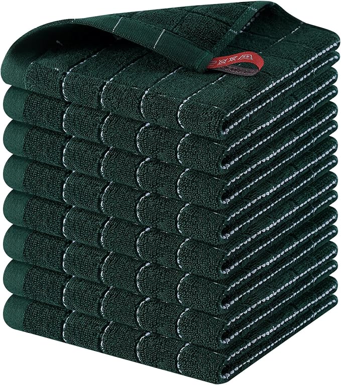 Homaxy 100% Cotton Terry Kitchen Dish Cloths, 8 Pack by Homaxy