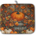 Fall Dish Drying Mat for Kitchen Counter 16x18 Autumn Pumpkin Maple Leaves by Kwlegh