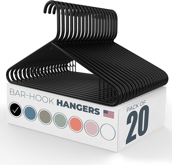 Plastic Hangers 20 Pack – Made in The USA – 6lb Capacity Standard Clothes by NeatiesHangers