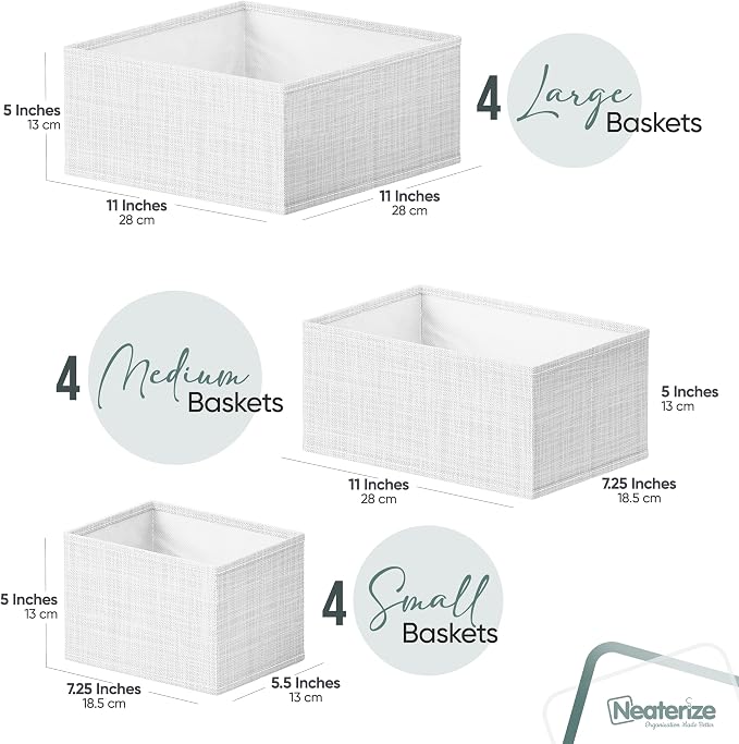 Drawer Organizer Clothes Set of 12 White-Grey - Image 2