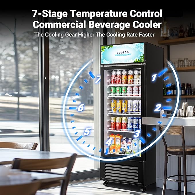 BODEGACOOLER Beverage Refrigerator and Cooler, 10.0 Cu.Ft. Commercial Refrigerator For Home & Kitchen, Office and Garage, Display Refrigerator with Adjustable Shelves and LED Light For Beer, Soda.