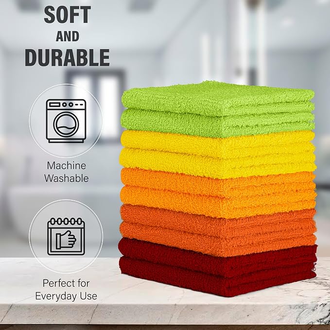 DecorRack 100% Cotton Washcloths 12x12 in - Image 2