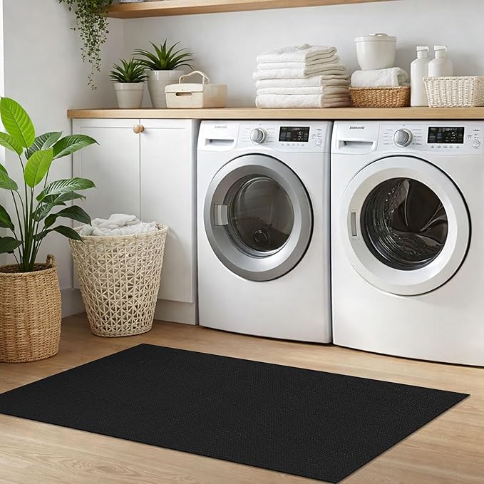 IOHOUZE Washable Runner Rug 2x5 Non Slip Runners for Hallways Entryway Runner Indoor, Kitchen Throw Rug Woven Cotton Floor Carpet for Hall Entrance Bedroom, Black/Grey