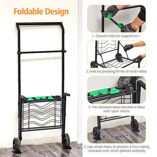 Foldable Leaf Bag Holder, 30-45 Gallon Mobile Trash Bag Stand | Removable Arms - Image 4