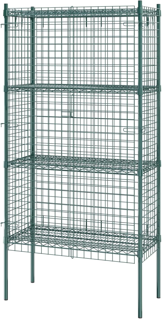 Commercial Grade NSF Listed Metal Wire Mesh Storage Green Epoxy Security Cage Kit 18" x 36" x 74", Perfect for Warehouse, Walk-In Refrigerator, Freezer, Grocery Store, Restaurant