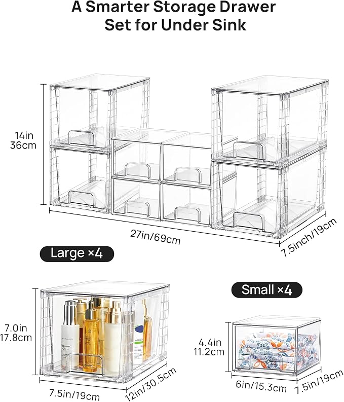 Vtopmart 8 Pack Clear Pull-Out Under Sink Organizer Set - Image 2