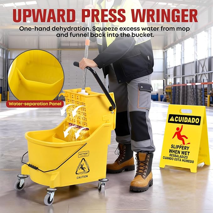 Matthew Cleaning 44Quart Commercial Mop Bucket INCL.Wet String Mop& 19'' - Image 4