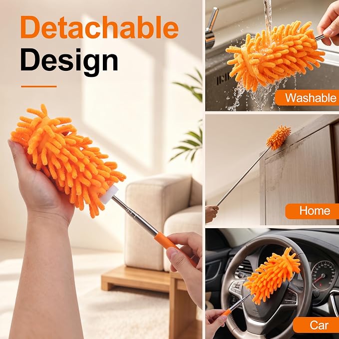 Cobweb Duster with Extension Pole, Pole5-Piece Spider Web Brush with Pole Kit - Image 9