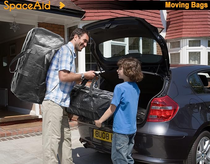 SpaceAid Heavy Duty Moving Bags 8 Pack, Large Storage Totes Bins - Image 2