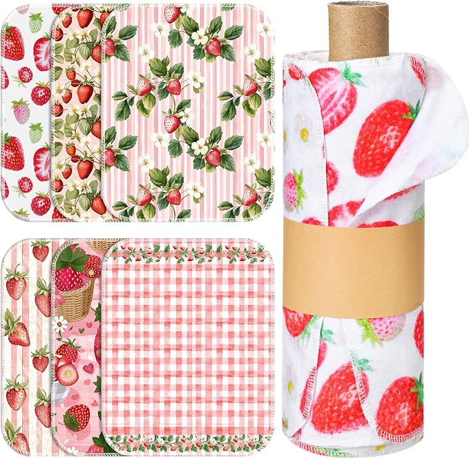 Reusable Kitchen Cloths Cotton Towel, 36 Pack, Strawberry by Noveread