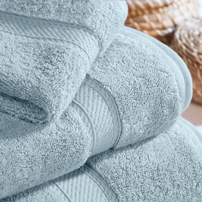 SUPERIOR Egyptian Cotton Ultra Plush & Absorbent, 3 Piece Set, Light Blue | - Image 7
