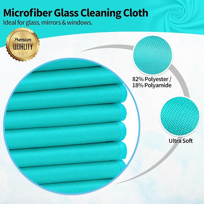 Microfiber Cleaning Cloth, 12 Pack Window Glasses Cleaning Cloth, Reusable - Image 2