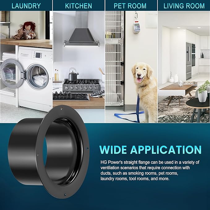 3 Inch Duct Connector, HG Power 2-Pack 75mm ABS Straight Pipe Flange for 3" Ducting Pipes Hoses Heating Cooling HVAC Ventilation Use, Black