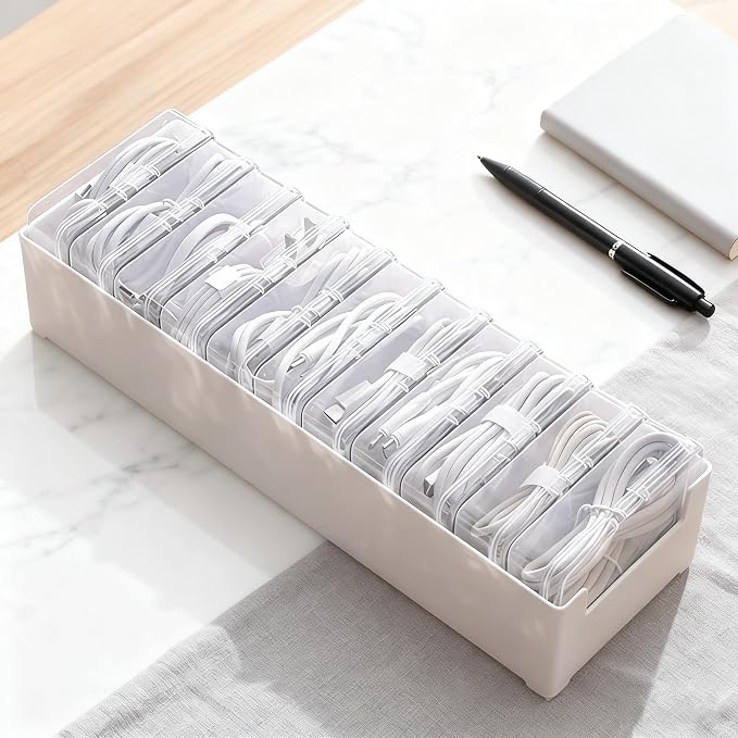 11 Grid Clear Cable Organizer Box by DTHUIHUA