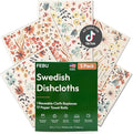 FEBU Swedish Dishcloths for Kitchen, 5 Pack, Watercolor Floral by FEBU