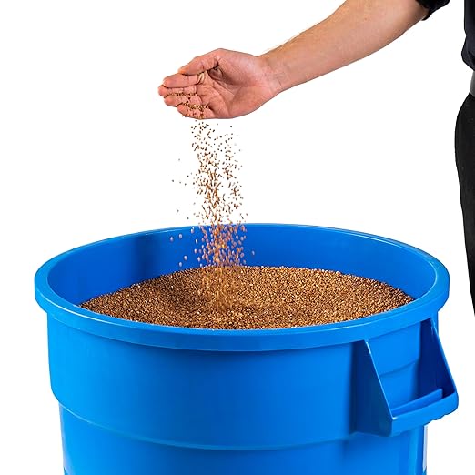 PRO&Family Commercial Round Trash Can, Ingredient Bin, Heavy-Duty Plastic, Anti-Static, Kitchen, Office, Outdoor Use (Blue, 32 Gallon)