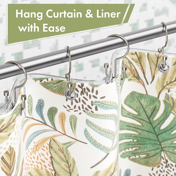 Amazer Nickel Shower Curtain Hooks, Rust-Resistant Metal Shower Hooks, - Image 4