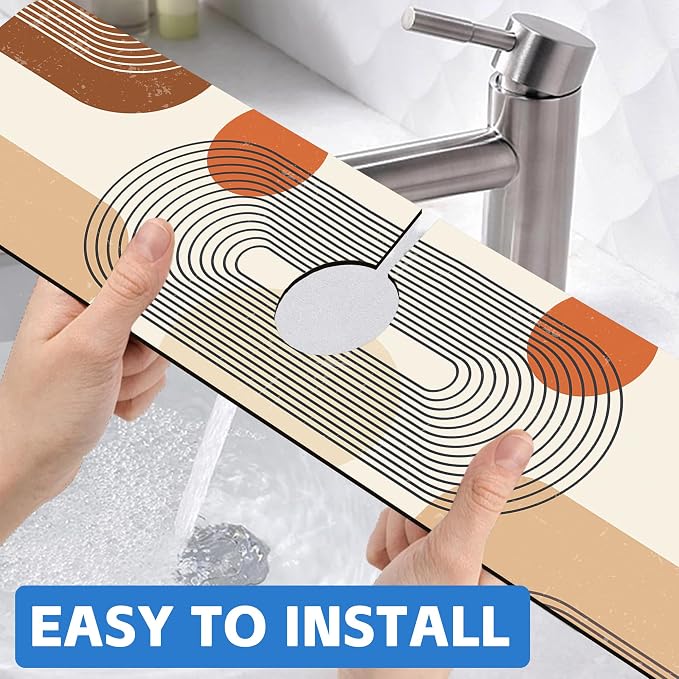 Abstract Minimalistic Geometric Sink Faucet Absorbing Mat Sink Splash Guard - Image 6