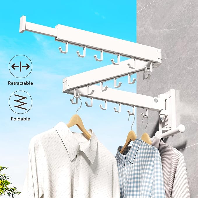 ZdwCyl Clothes Drying Rack, Laundry Drying Rack Wall Mount, Wall Mounted - Image 3