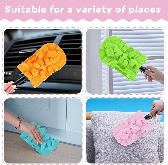Zubebe 12 Pcs Reusable Duster Refills Fleece, Candy Color | Soft Polyester - Image 4