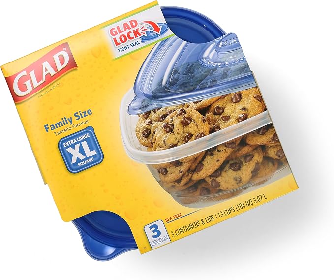 Glad GladWare XL Square Food Storage Containers, 104 Oz, dishwasher-safe - Image 3