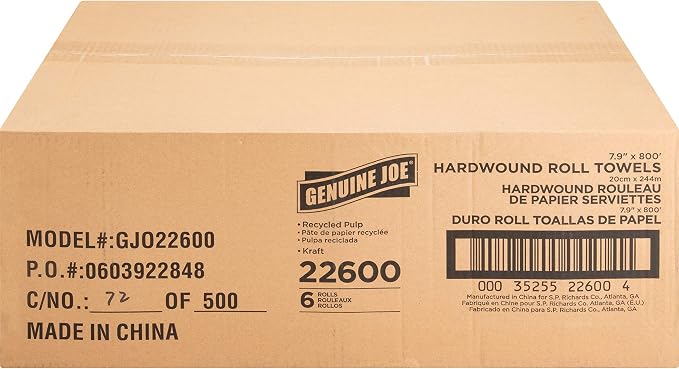 Genuine Joe GJO22600 Embossed Hardwound Roll Towels - Image 3
