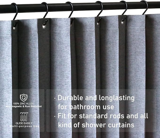 Black Decorative Shower Curtain Hooks 5mm Metal Wire 12PCS S Hooks Shower - Image 4