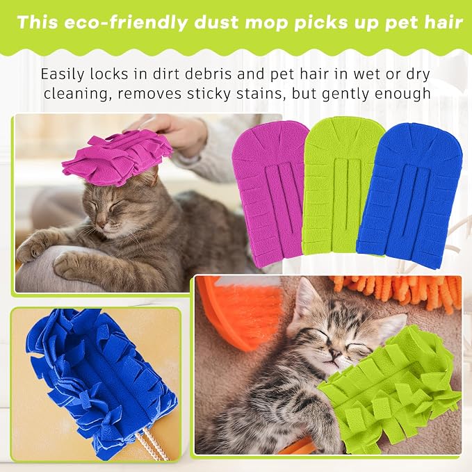 Zubebe 3 Pcs Reusable Duster Refills Fleece, Rose Red - Image 3