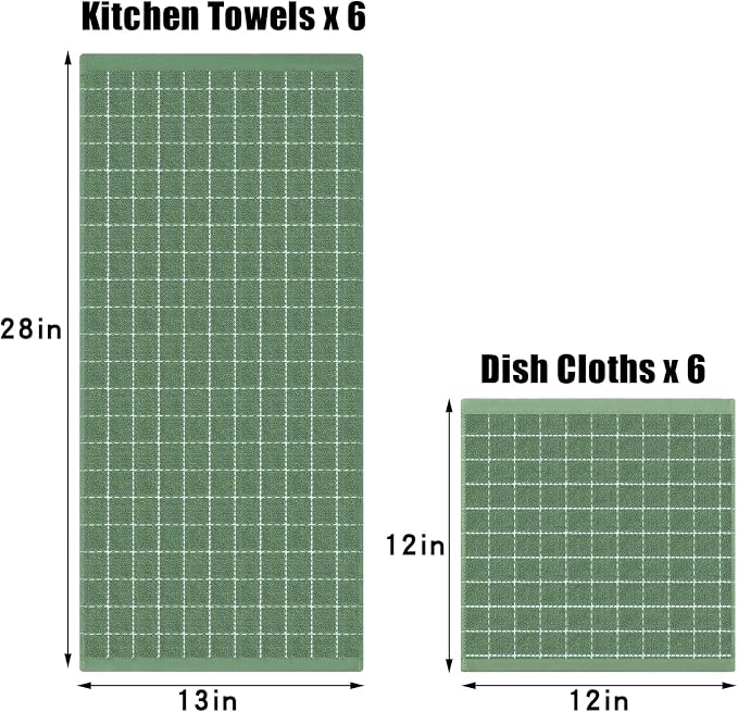 Homaxy Kitchen Towels and Dishcloths Set, Grass Green - Image 4