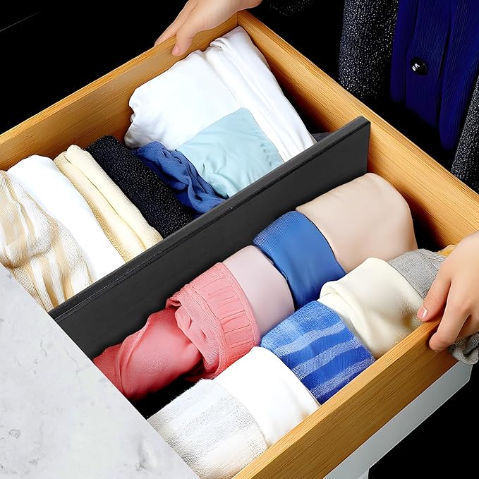 Utoplike Bamboo Drawer Dividers Large, Clothing，Spring Loaded, Works in Bathroom - Image 4
