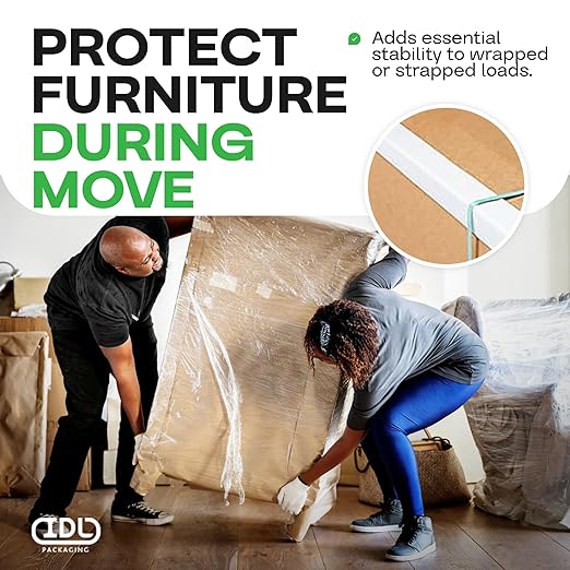 IDL Packaging - CEP-18 Cardboard Edge Protector 2” X 2” X 18”, Pack of 100 – V-Board Reinforced Cardboard Corners for Shipping – White Kraft Cardboard Corners for Packing – Moving Corner Protectors