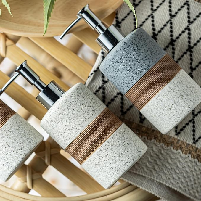 Ceramic Hand Soap Dispenser for Kitchen and Bathroom, Pump Bottle | Refillable - Image 9